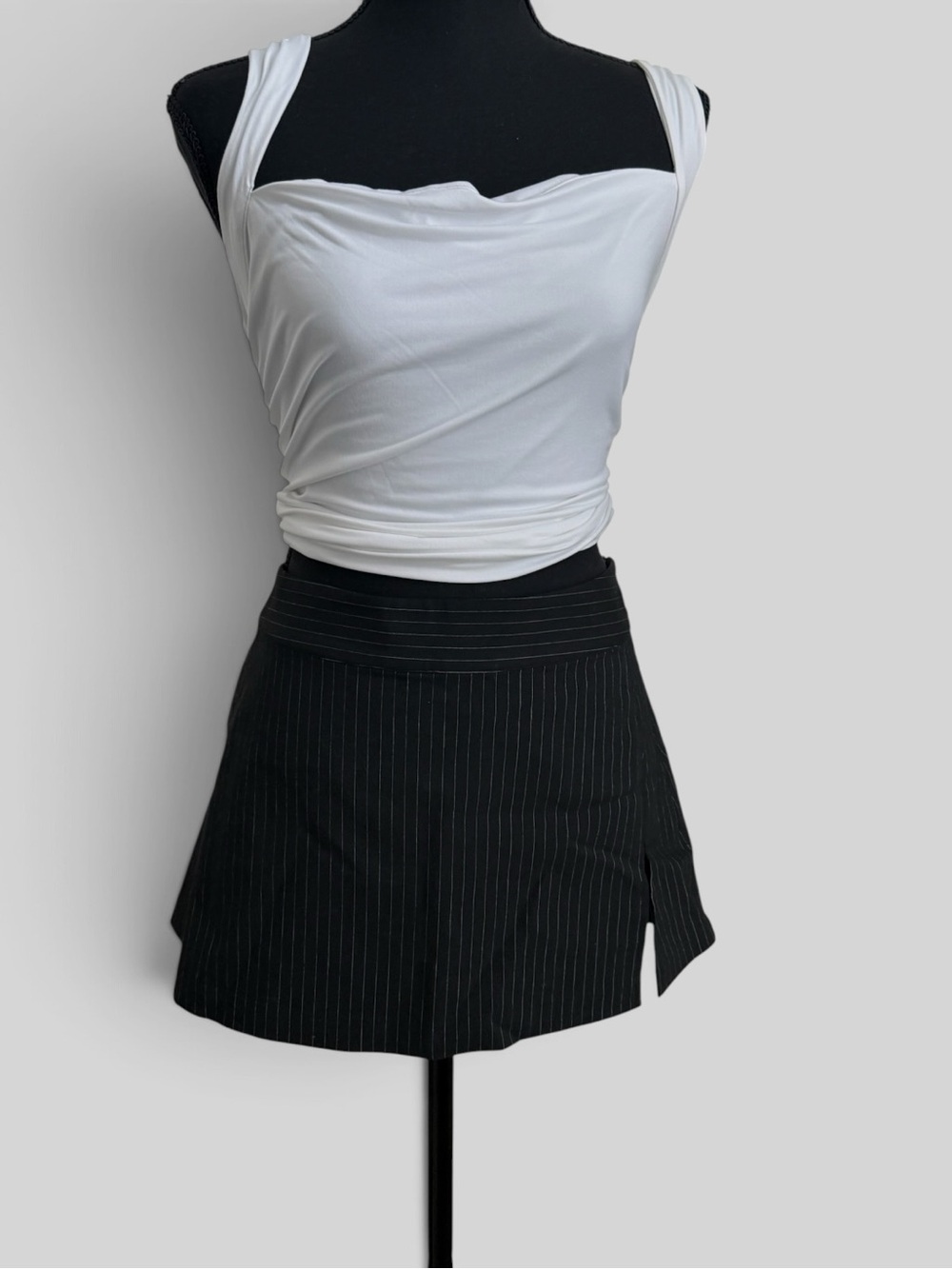 Princess Polly Black Pinstripe Mini Skirt with Side Slit